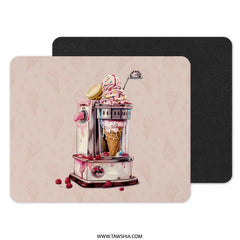 Ice Cream Machine Mouse Pad, Cute Desk Decor, Food Lover Gift, Unique Office Accessories, Kawaii Desk Mat, Pink Aesthetic, Sweet Treat - Tawshia