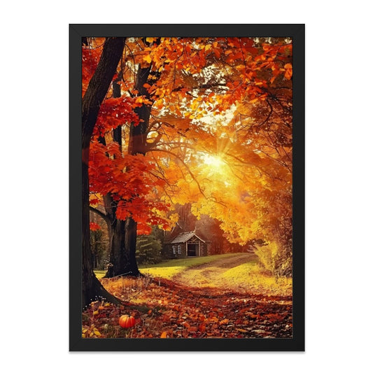 Autumn Forest Wall Art, Fall Landscape Print, Cozy Cabin Painting, Sunlight Through Trees, Thanksgiving Decor, Nature Photography - Tawshia