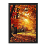 Autumn Forest Wall Art, Fall Landscape Print, Cozy Cabin Painting, Sunlight Through Trees, Thanksgiving Decor, Nature Photography - Tawshia