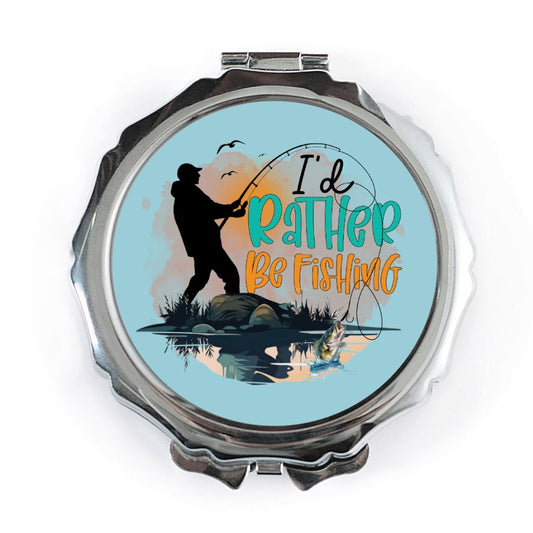 Fishing Pocket Mirror, I'd Rather Be Fishing Mirror, Fisherman Gift, Bass Fishing Accessory, Outdoor Lover Present, Travel Mirror, Cute - Tawshia