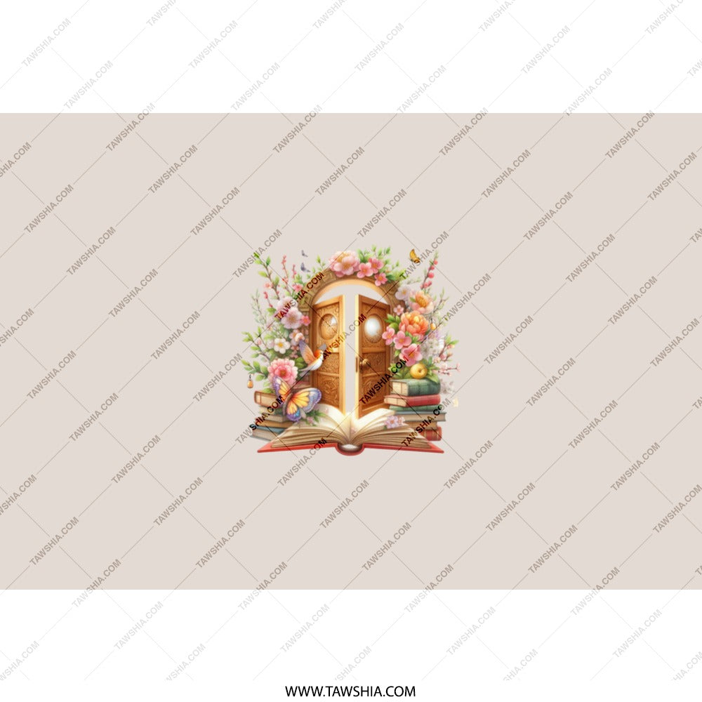 Floral Doorway Tumbler, Book Lover Gift, Unique Design Tumbler, Fantasy Art Tumbler, Gift For Reader, Bookish Tumbler, Butterfly Tumbler - Tawshia