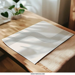 Minimalist Line Art Photographic Print, Abstract Curve Wall Decor, Modern Art Photo, Geometric Lines Poster, Beige Wall Hanging, Simple - Tawshia