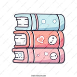 Cute Books Tote Bag, Book Lover Gift, Kawaii Book Stack, Aesthetic Tote, Reading Tote, Back to School Bag, Library Tote, Student Gift - Tawshia