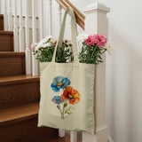Colorful Floral Design on Beige Tote Bag Product