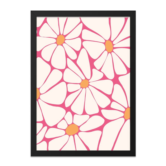 Retro Daisy Wall Art Print, Groovy Floral Decor, 70s Flower Power, Trendy Home Decor, Funky Botanical Illustration, Colorful Wall Hanging - Tawshia