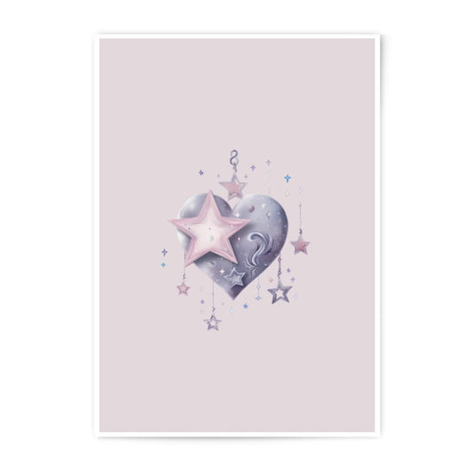 Heart Stars Photographic Prints, Celestial Art Decor, Dreamy Wall Hanging, Kids Room Prints, Cute Stars Prints, Love Gift Art - Tawshia