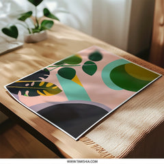Abstract Leaves Photographic Print, Modern Art Print, Botanical Wall Art, Geometric Shapes, Tropical Decor, Home Decor, Wall Decor - Tawshia