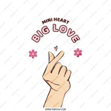 Mini Heart Big Love Tote Bag, Cute K Pop Inspired Design, Trendy Aesthetic Bag, Hand Heart Symbol Gift, Unique Graphic Tote Bag - Tawshia