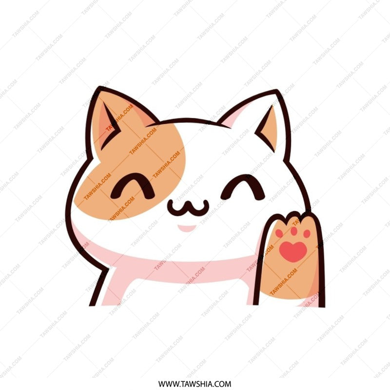 Cute Cat Pillow, Waving Cat Art, Kawaii Pillow, Nursery Decor, Cat Lover Gift, Home Decor Pillow, Throw Pillow, Decorative Pillow - Tawshia