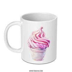 Pink Ice Cream Mug, Dessert Lover Gift, Foodie Present, Cute Coffee Mug, Unique Mug, Gift For Her, Gift For Him, Novelty Mug - Tawshia