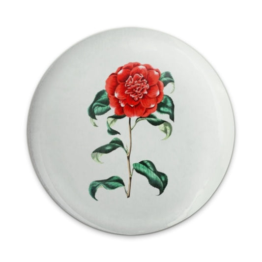 Red Camellia Flower Pinback Button, Floral Botanical Button, Nature Inspired, Garden Lover Gift, Artistic Pin Badge, Unique Button - Tawshia