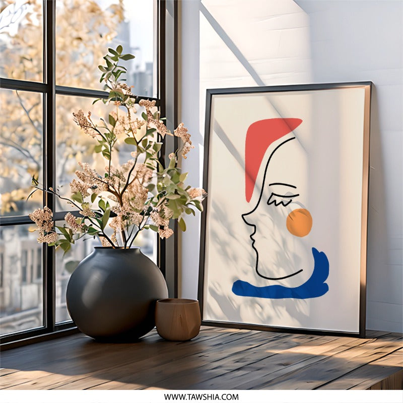 Abstract Face Wall Art, Minimalist Portrait, Modern Art Print, Line Art Drawing, Home Decor, Unique Wall Decor, Contemporary Art - Tawshia