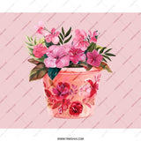 Pink Floral Mouse Pad, Cute Flower Pot Mousepad, Botanical Desk Decor, Artistic Workspace Accessory, Gift for Her, Pretty Mouse Pad - Tawshia