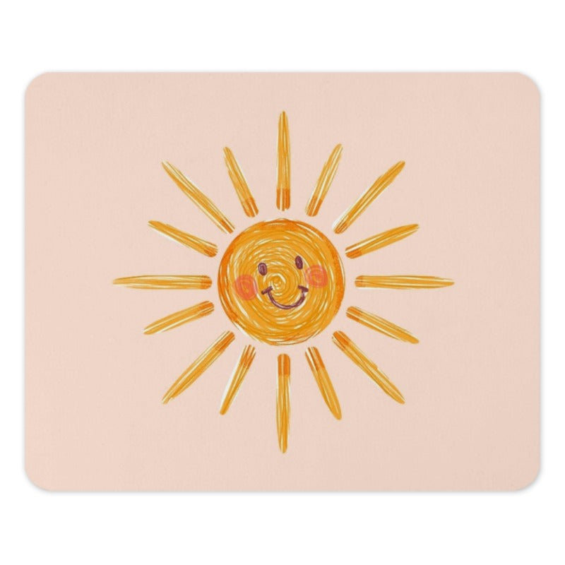 Smiling Sun Mouse Pad, Cute Office Decor, Sunshine Desk Accessory, Happy Face Mousepad, Funny Gift for Her, Positive Vibes, Kawaii Mouse Pad - Tawshia