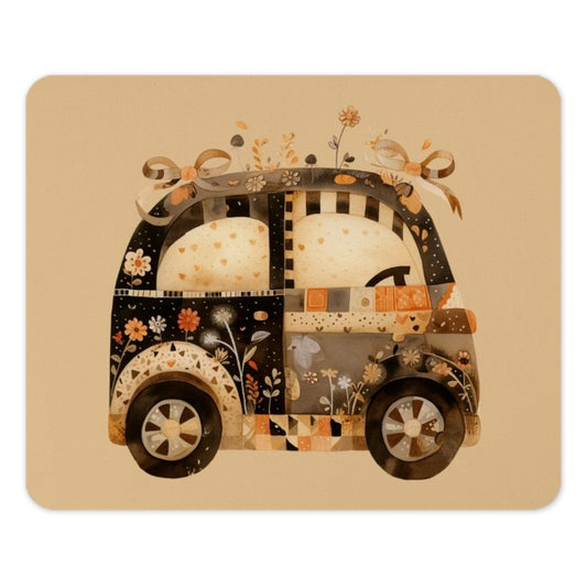 Floral Car MousePad, Unique Desk Decor, Cute Car Art, Car Lover Gift, Artistic Office Accessory, Fun Mouse Pad, Aesthetic Workstation - Tawshia