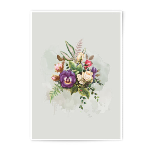 Vintage Floral Photographic Print, Flower Bouquet Art, Botanical Wall Decor, Pansy and Roses, Floral Home Decor, Available in Multiple Sizes - Tawshia