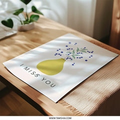 I Miss You Photographic Print, Floral Vase Art, Minimalist Wall Decor, Sentimental Gift, Blue Flower Art Print, Home Decor - Tawshia