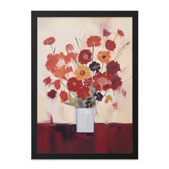 Floral Wall Art, Flower Bouquet Print, Red Orange Wall Decor, Botanical Painting, Contemporary Wall Art, Modern Floral Wall Art (134 - Tawshia