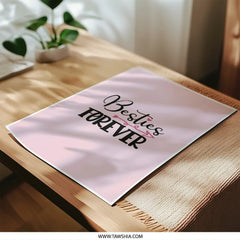 Besties Forever Photographic Prints, Friendship Wall Art, Pink Best Friend Gift, Girl Room Decor, Best Friend Art Print - Tawshia