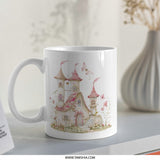 Watercolor Castle Mug, Fairy Tale Mug, Princess Castle Coffee Mug, Whimsical Home Decor Mug, Pink Castle Gift Idea, Fantasy Mug - Tawshia