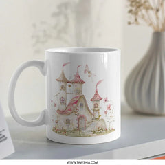 Watercolor Castle Mug, Fairy Tale Mug, Princess Castle Coffee Mug, Whimsical Home Decor Mug, Pink Castle Gift Idea, Fantasy Mug - Tawshia