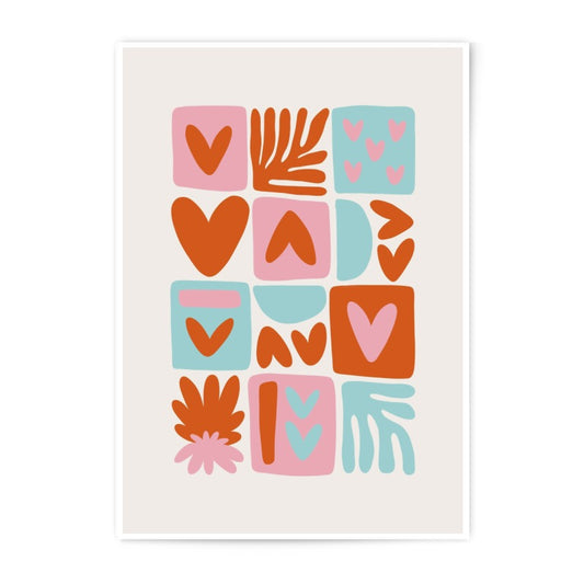 Abstract Heart Photographic Print, Boho Wall Art, Trendy Home Decor, Modern Art Print, Colorful Geometric Shapes, Fun Art - Tawshia