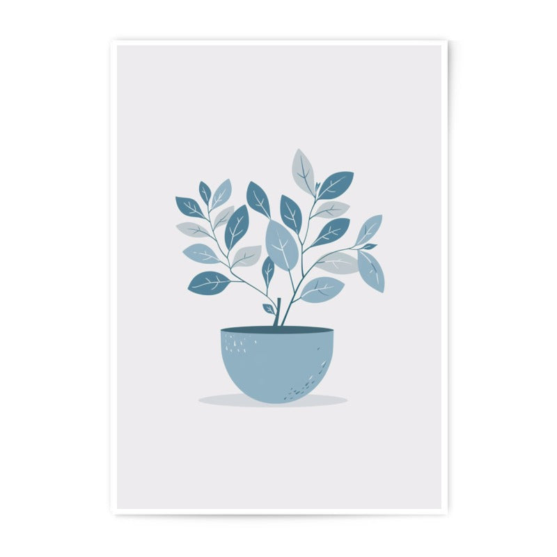 Minimalist Plant Art, Photographic Print, Blue Plant Pot, Modern Home Decor, Houseplant Print, Botanical Illustration, Wall Art - Tawshia