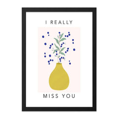 I Really Miss You Wall Art, Floral Vase Print, Minimalist Home Decor, Long Distance Gift, Thinking of You Art, Sentimental Artwork - Tawshia
