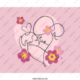 Mother and Child Mouse Pad, Pink Floral Art Mousepad, Minimalist Line Art, New Mom Gift, Baby Shower Present, Office Decor, Cute Mousepad - Tawshia