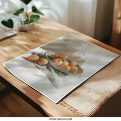 Orange Still Life Photographic Print, Fruit Bowl Painting, Kitchen Art Print, Home Decor, Modern Art, Elegant Wall Art, Neutral Tones - Tawshia