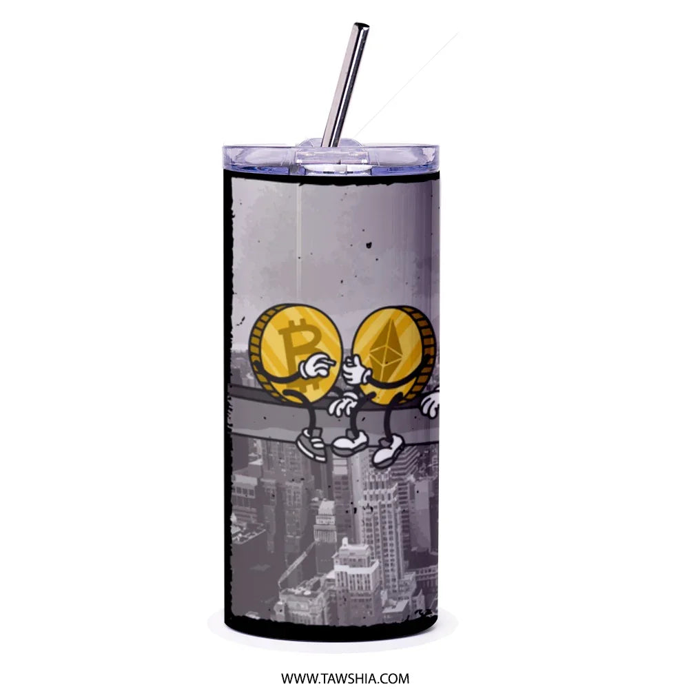 Bitcoin and Dollar Character Print Tumbler product type