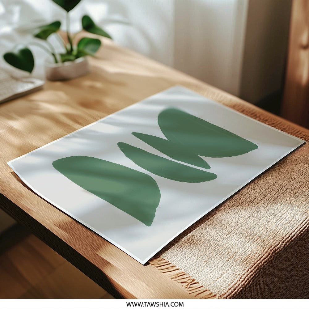 Abstract Shapes Photographic Print, Green Balance Art, Modern Home Decor, Minimalist Wall Art, Geometric Artwork, Living Room Decor - Tawshia