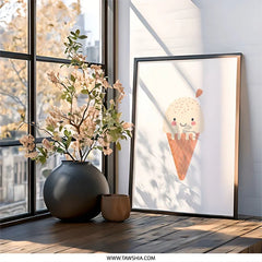 Cute Ice Cream Wall Art, Nursery Decor, Kids Room Art, Playroom Wall Decor, Ice Cream Print, Dessert Art, Sweet Treat Art - Tawshia