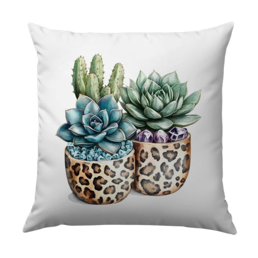 Succulent Pillow, Leopard Print Pots, Botanical Throw Pillow, Modern Home Decor, Cactus Decor, Housewarming Gift, Boho Decor, Plant Lover - Tawshia