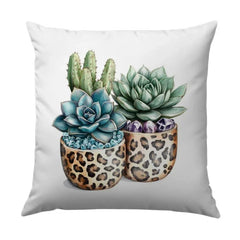 Succulent Pillow, Leopard Print Pots, Botanical Throw Pillow, Modern Home Decor, Cactus Decor, Housewarming Gift, Boho Decor, Plant Lover - Tawshia