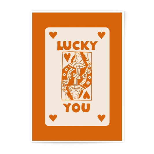 Lucky You Art Print, Queen of Hearts Photographic Print, Trendy Wall Decor, Playing Card Art, Vintage Style Print, Gift Idea - Tawshia