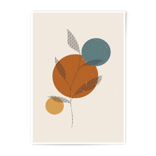 Abstract Botanical Photographic Print, Minimalist Art Print, Circle and Plant Wall Decor, Modern Boho Art, Neutral Tone Photo Print - Tawshia