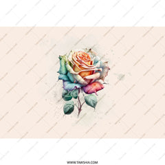 Rainbow Rose Tumbler, Floral Art Tumbler, Watercolor Flower Tumbler, Unique Tumbler, Stylish Tumbler, Gift for Her, Gift for Him, Tumbler - Tawshia