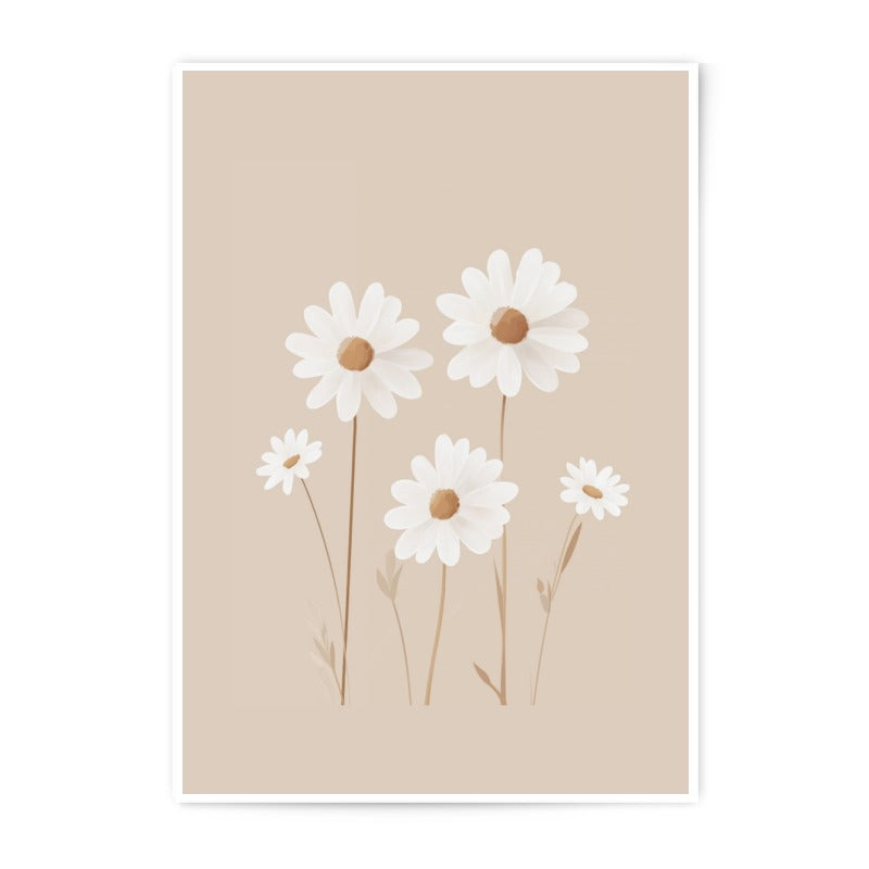 Daisy Photographic Print, Floral Art Print, Botanical Wall Decor, Neutral Tone Home Decor, Modern Flower Photo Print, Daisy Poster Art - Tawshia