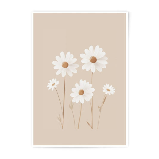 Daisy Photographic Print, Floral Art Print, Botanical Wall Decor, Neutral Tone Home Decor, Modern Flower Photo Print, Daisy Poster Art - Tawshia
