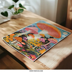 Mushroom Photographic Print, Colorful Fungi Art Print, Funky Mushroom Decor, Psychedelic Mushroom Poster, Nature Illustration Print - Tawshia