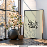 Besties Resties Wall Art, Friend Gift, Best Friend Decor, Funny Wall Art, Friendship Quote, Gift For Her, Sister Gift, Home Decor - Tawshia