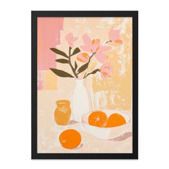 Floral Still Life Wall Art, Kitchen Wall Decor, Modern Art Print, Flower Vase Artwork, Orange Art, Botanical Art, Home Decor, Framed Art - Tawshia
