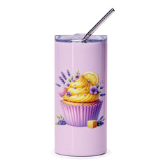 Lemon Cupcake Tumbler, Floral Drinkware, Pastry Design, Lavender Gift, Unique Cup Gift, Yummy Dessert Cup, Cute Tumbler, Birthday Gift - Tawshia