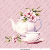 Tea Party Pinback Button, Pink Floral Teapot Button, Flower Tea Cup Pin, Elegant Button, Floral Arrangement Button, Tea Lover Gift - Tawshia