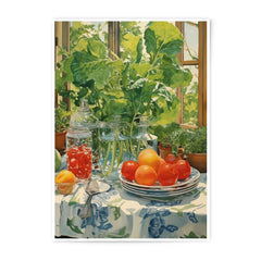Still Life Photographic Print, Kitchen Art Print, Fruits and Vegetables, Home Decor, Greenhouse Window, Botanical Art, Nature Art - Tawshia
