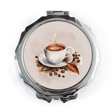 Coffee Cup Mirror, Aesthetic Mirror, Coffee Lover Gift, Hot Coffee, Compact Mirror, Coffee Beans Art, Cafe Decor, Pocket Mirror, Drinkware - Tawshia