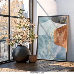 Abstract Wall Art, Geometric Wall Decor, Modern Art Print, Contemporary Art, Gold Accent Wall Art, Unique Wall Hanging, Home Decor Wall Art - Tawshia