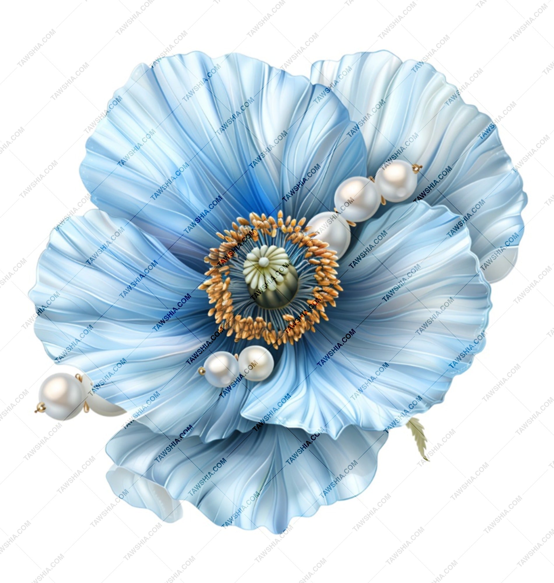 Blue Poppy Mug, Floral Mug, Pearl Accent, Elegant Coffee Cup, Flower Mug, Gift Idea, Stylish Mug, Unique Design, Decorative Mug, Art Mug - Tawshia