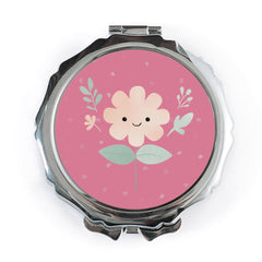 Cute Flower Pocket Mirror, Pink Floral Mirror, Smiley Flower Makeup Mirror, Spring Gift for Her, Travel Mirror, Cosmetic Mirror - Tawshia